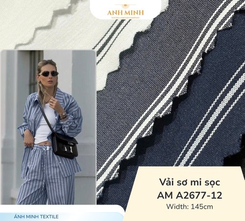 Vải sơ mi sọc AM A2677-12