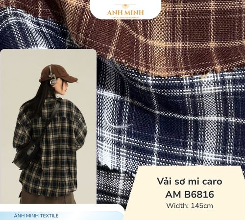 Vải sơ mi caro AM B6816