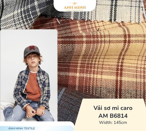Vải sơ mi caro AM B6814