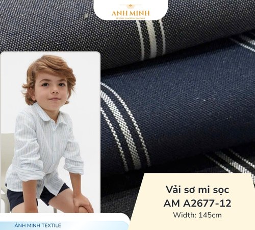 Vải sơ mi sọc AM A2677-12